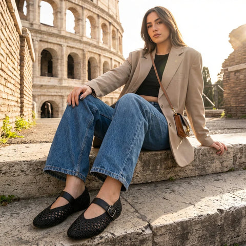 Gabby Woven Mary Jane Flats